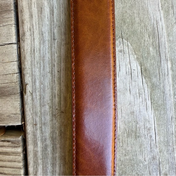 Jos A Bank Leather Belt Brown Marble Dress Business Suit 38 Brass Tone Buckle - Picture 2 of 16